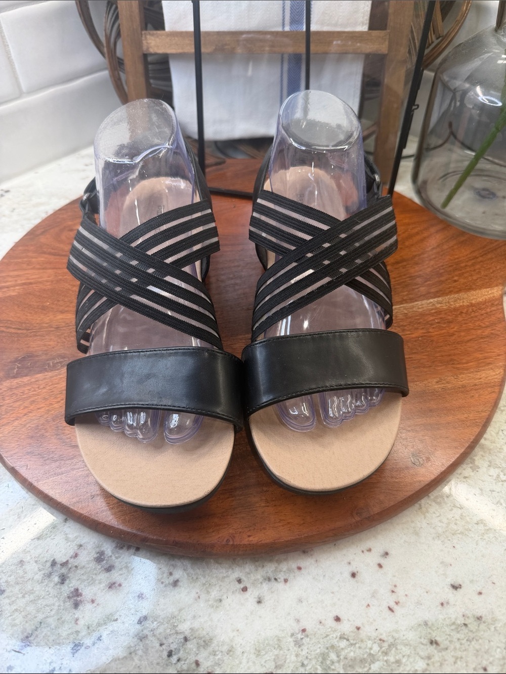 Baretraps Women’s Black Strappy Elastic Sandals